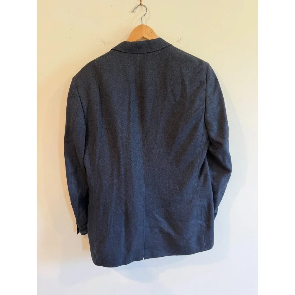 Brooks Brothers 346 Mens 41R Navy Blue Wool Silk Linen Blazer Lined